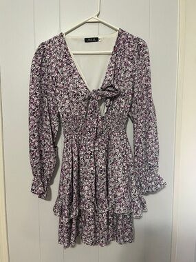 Floral Purple Long Sleeve Dress